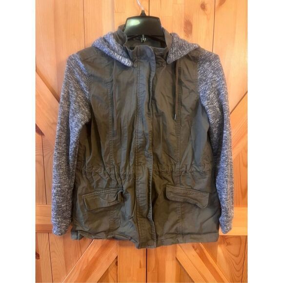 Love Tree Olive Green Utility Hooded Jacket small (2784) - Picture 1 of 5